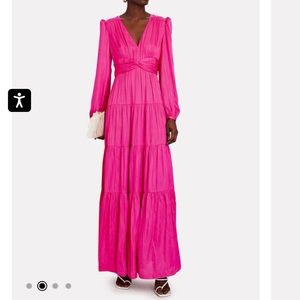 Intermix pink Lela Tiered Crepe de Chine Gown